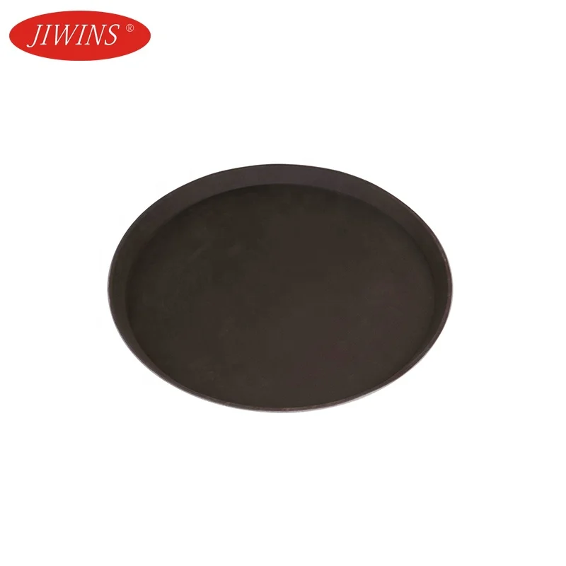 Wholesale High Grade Restaurant Bar Hotel Round Food Tray Brown Black Bottom Anti Slip Fast Food Trays