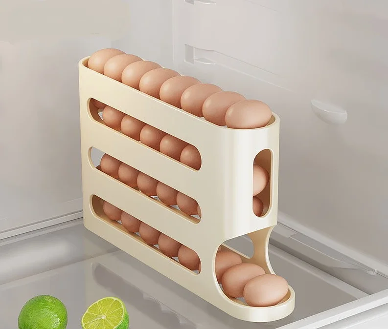 Slide Egg Storage Box 4-storey Ladder Type Egg Box Storage Refrigerator Side Door Large Capacity Automatic Egg Roller
