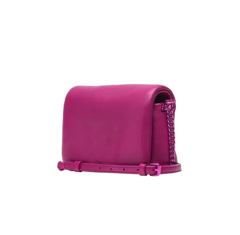 ODM branded Soft Nappa Leather hand bag purse High quality Pink Metallic silver Puff Italian leather Girls Crossbody bag