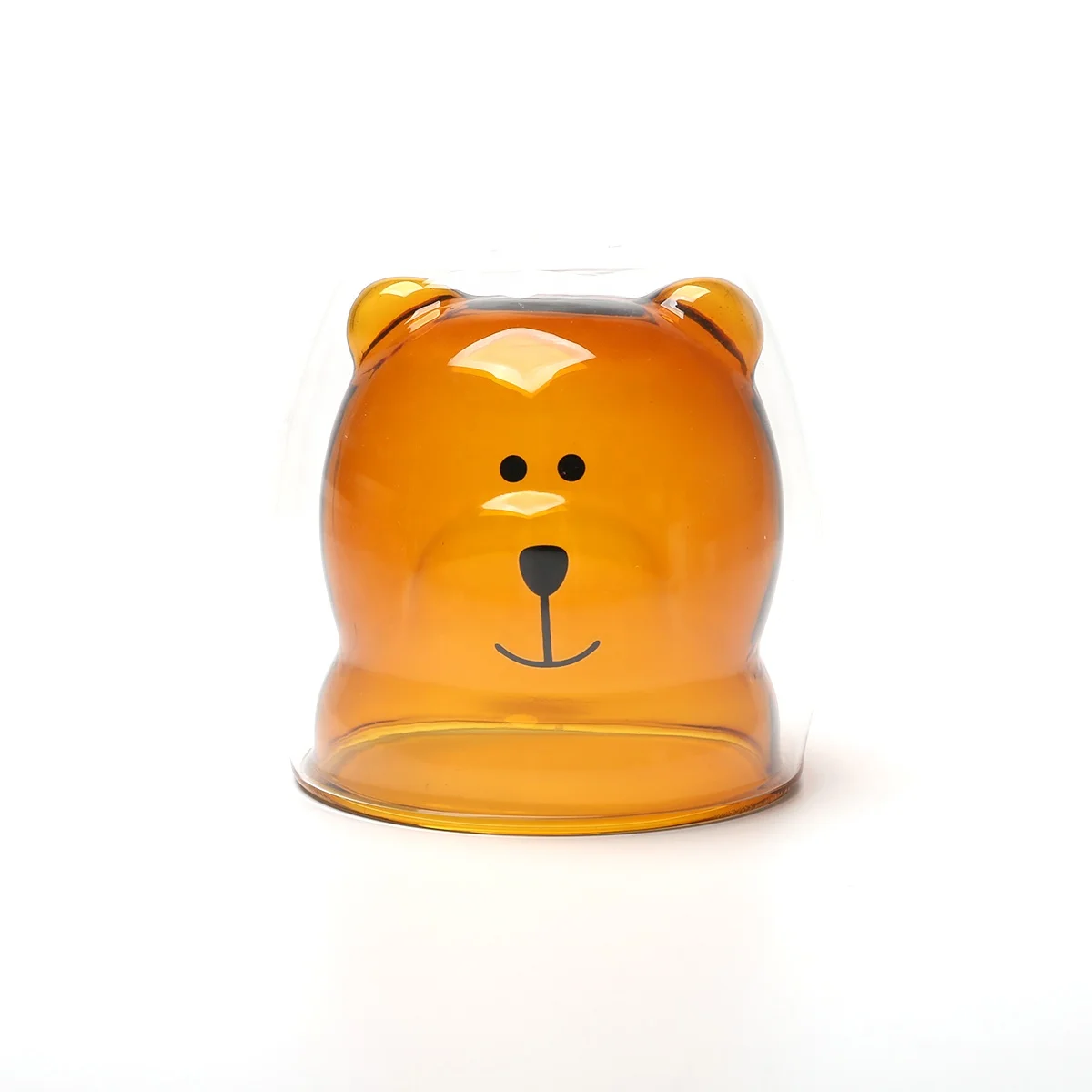 Cheap Price 270ml Glass Drinking Cup Cute Bear Design Coffee Tea Double Wall Glass Mug
