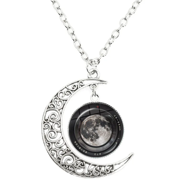 Fashion camera lens art photo moon hidden camera necklace