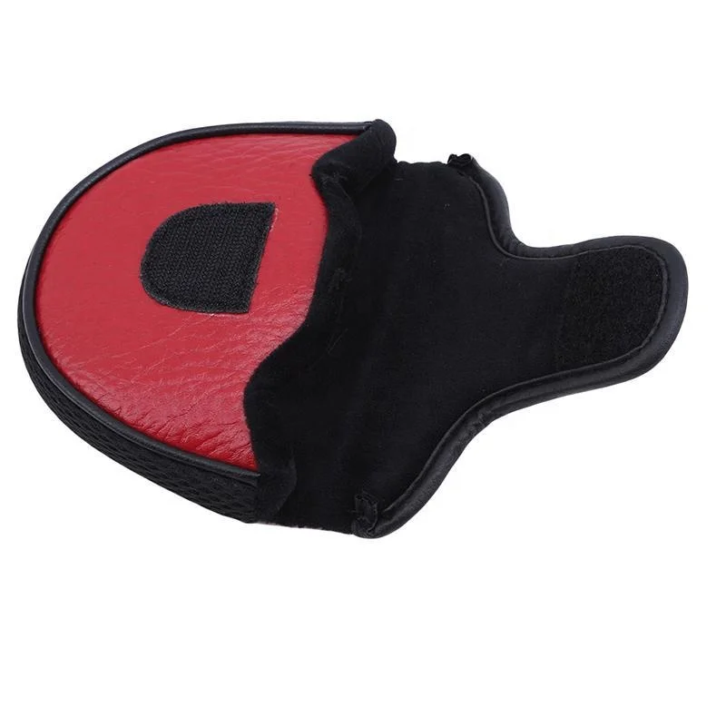 Black Red PU Leather Magnetic Golf Mallet Clubs Cover Custom Made Mallet Golf Putter Headcover