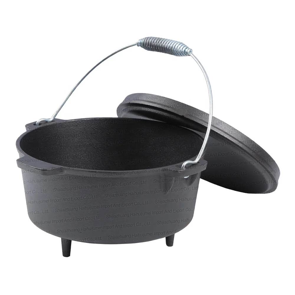 Heavy Duty Cast Iron Cookware Camping Outdoor Dutch Oven Pre Seasoned Casserole Nonstick Cooking Pot