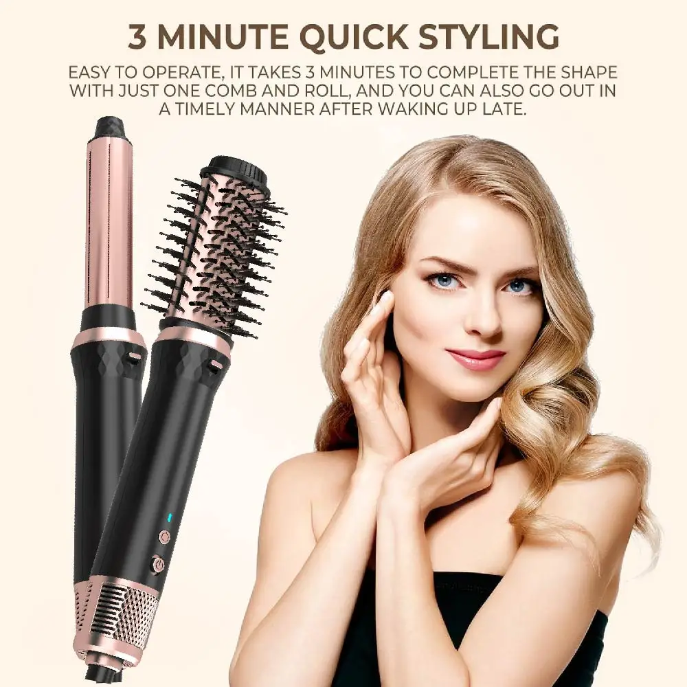 Home Use Professional Portable Hair Brush Private Label One Step Hair Dryer Straightener Comb Ionic Function Curling Brush
