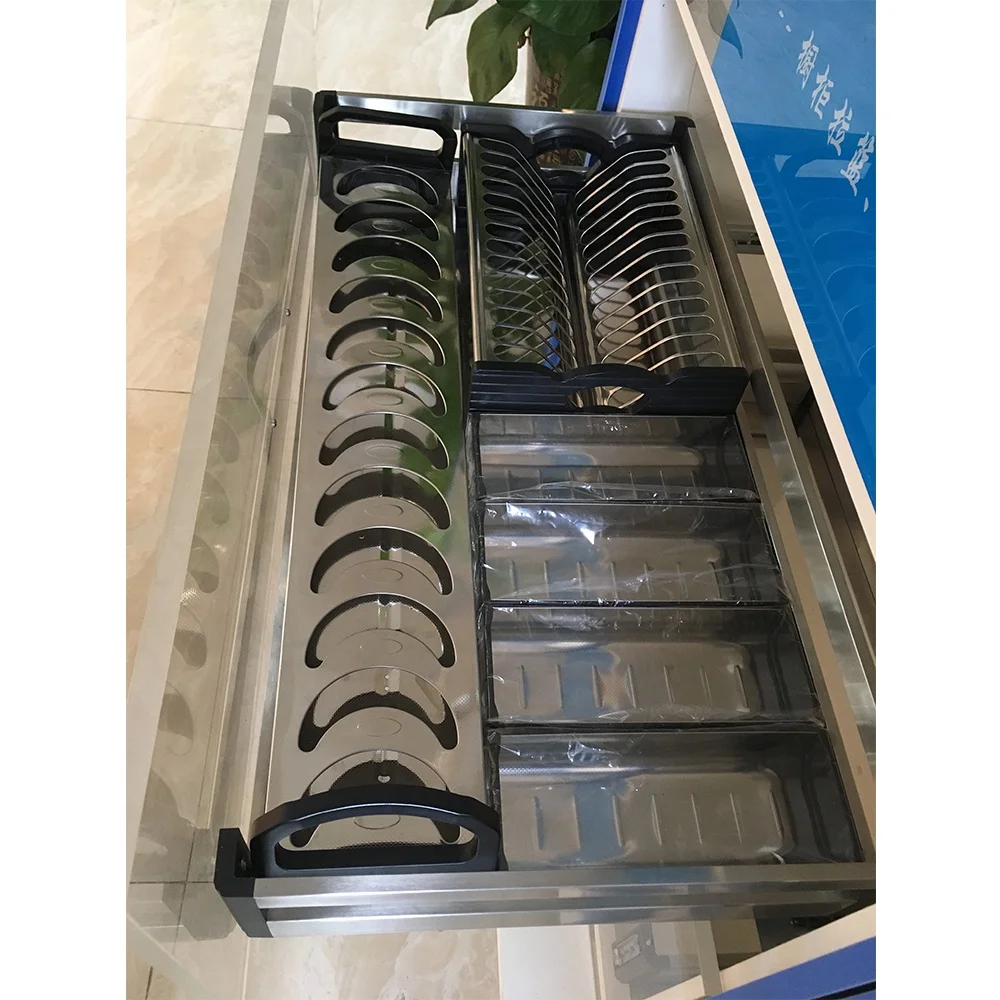 Modular moduler model multifunctional stainless steel kitchen cabinet metal wire tray storage accessories drawer baskets basket