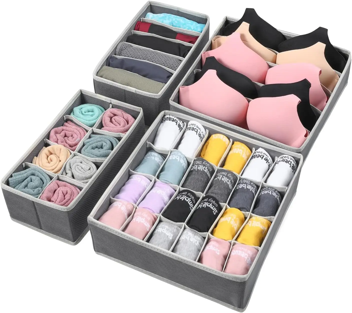 Foldable Cloth Storage Box Underwear Drawer Organizers Closet Organizer For Underwear, Bra, Socks