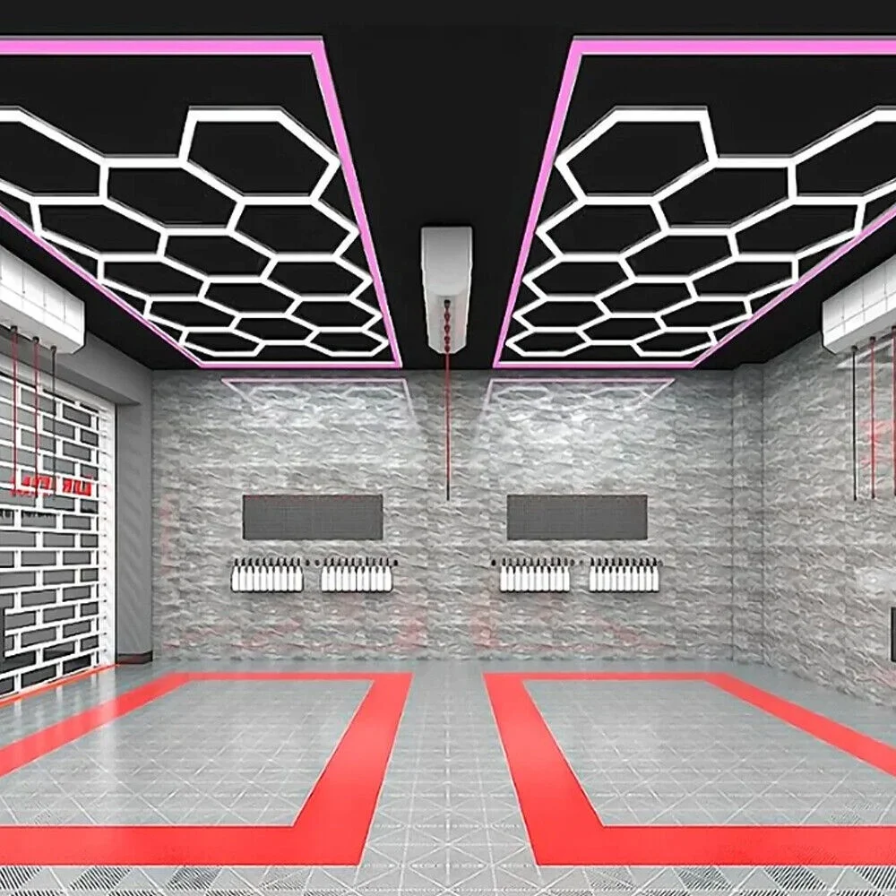 Professional Super Bright Bay Lighting Car Beauty Salon monochromatic Hexagon Led Light pink/bule/green