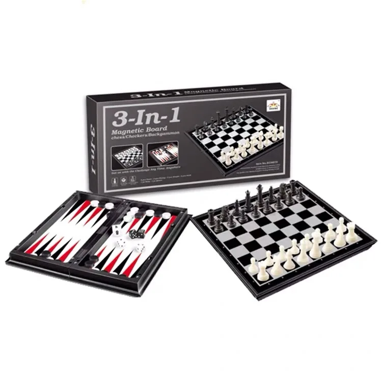  3-IN-1 Chess/Checkers Backgammon Ajedrez Educational Game Set Folding Travel Chess Magnetic Board Schaakspel Brain