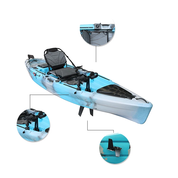 11FT Single Person Sea Kayak for Fishing Pedal Drive System with Flap for Rivers LLDPE Hull Material