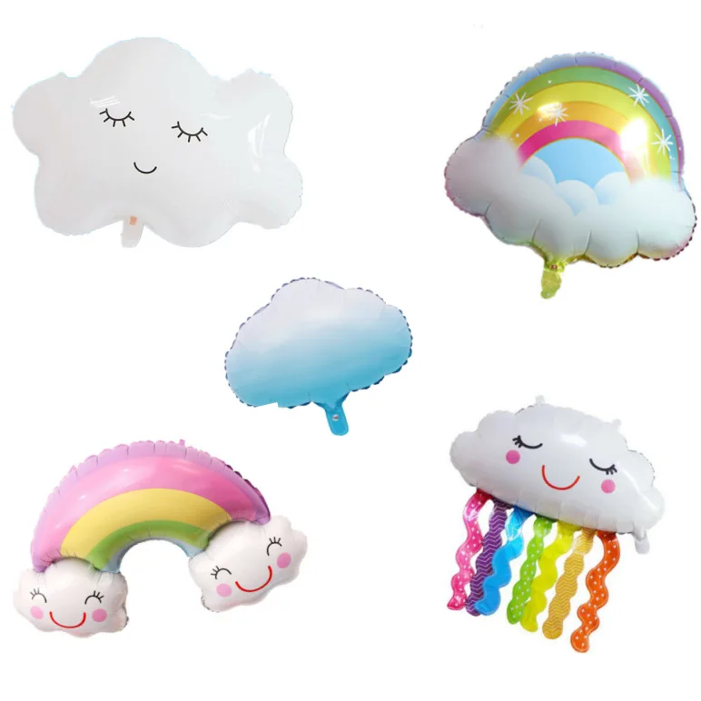 New Giant Weather Smiling Face White Smile Rainbow Foil Balloons Birthday Party Decoration Celebration Scene Decoration Air Ball