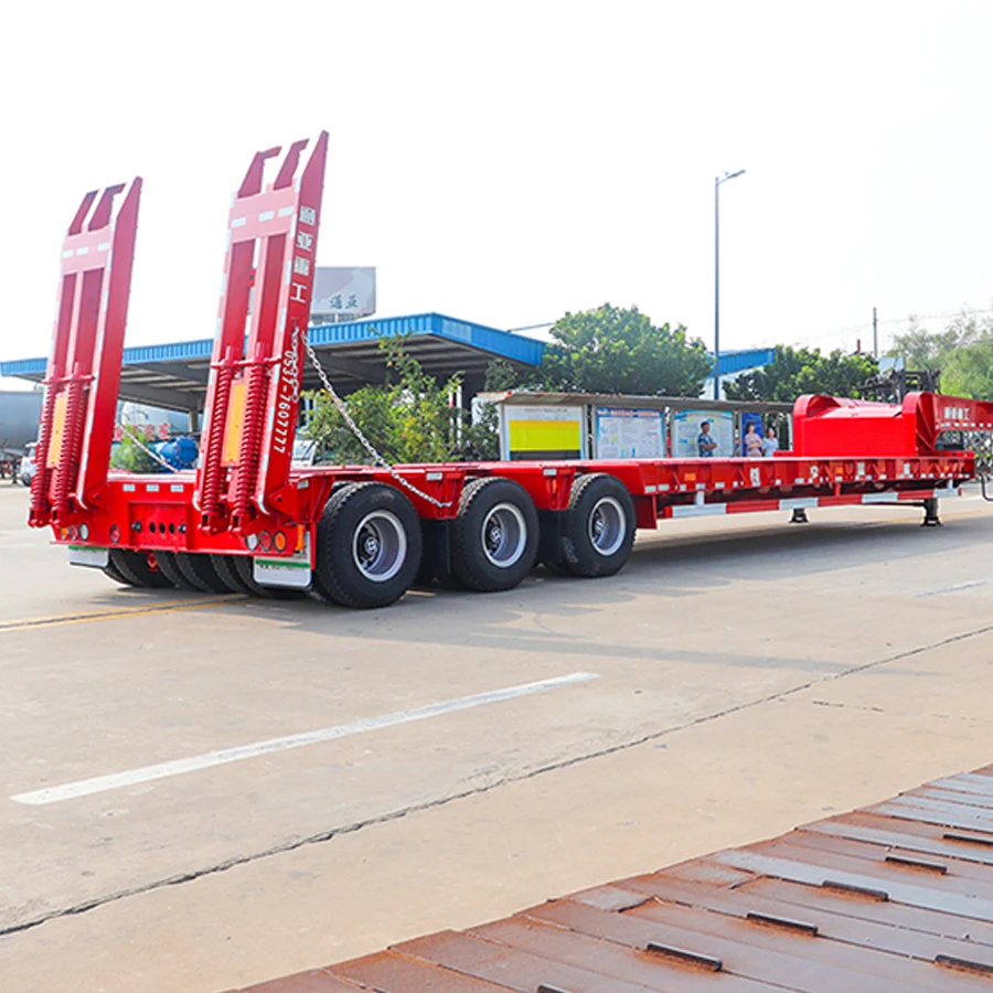 Heavy Machine Transport Hydraulic Detachable Gooseneck 4 Line 8 Axle 150ton Lowbed Lowboy Low Loader Semi Trailer