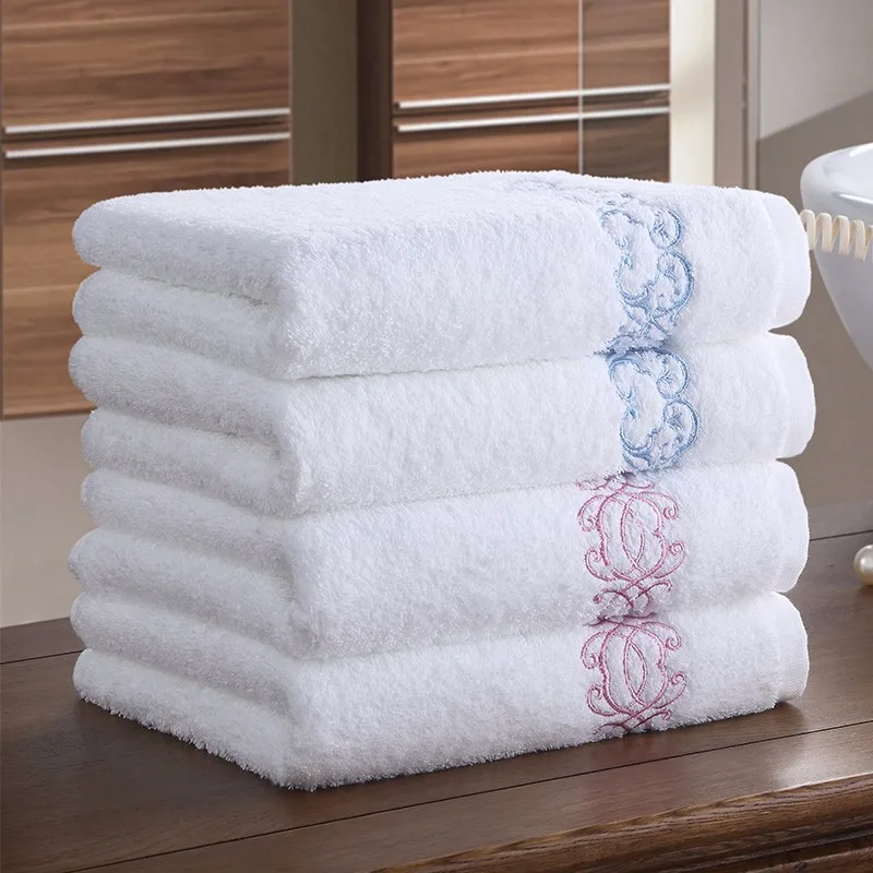Wholesale custom Embroidery Logo 100% Cotton plain White Hand Towels for hote spa