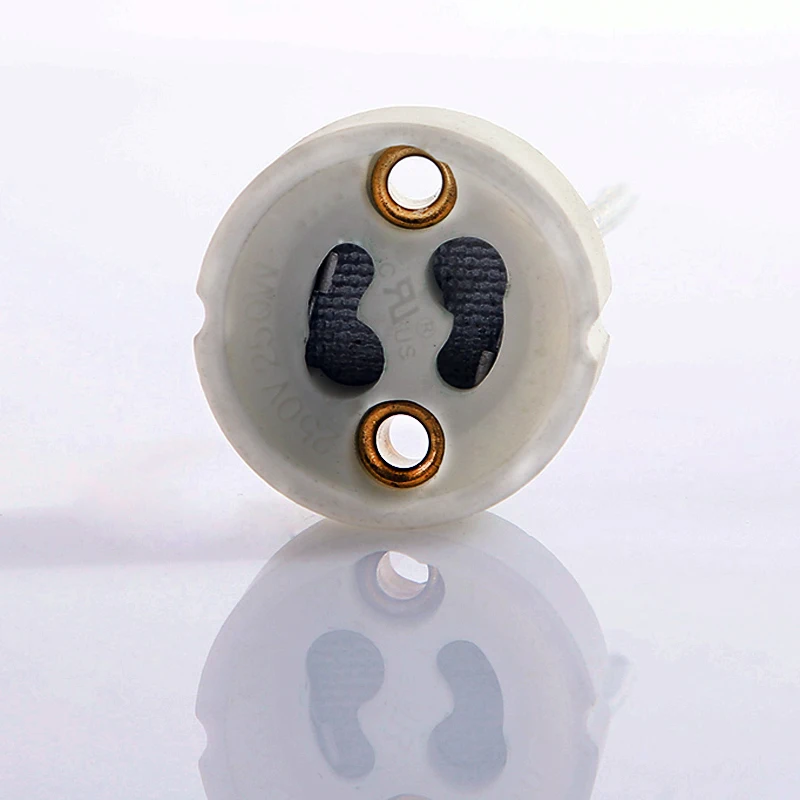 Ceramic GU10 Lamp Holder 250V 2A Porcelain Base Adapter with Metal Mount Bracket for LED Halogen Bulb Spot Light