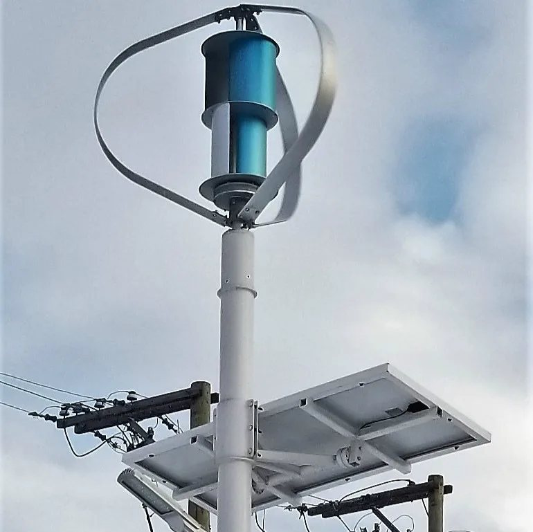 Outdoor wind system vertical turbine solar power street light