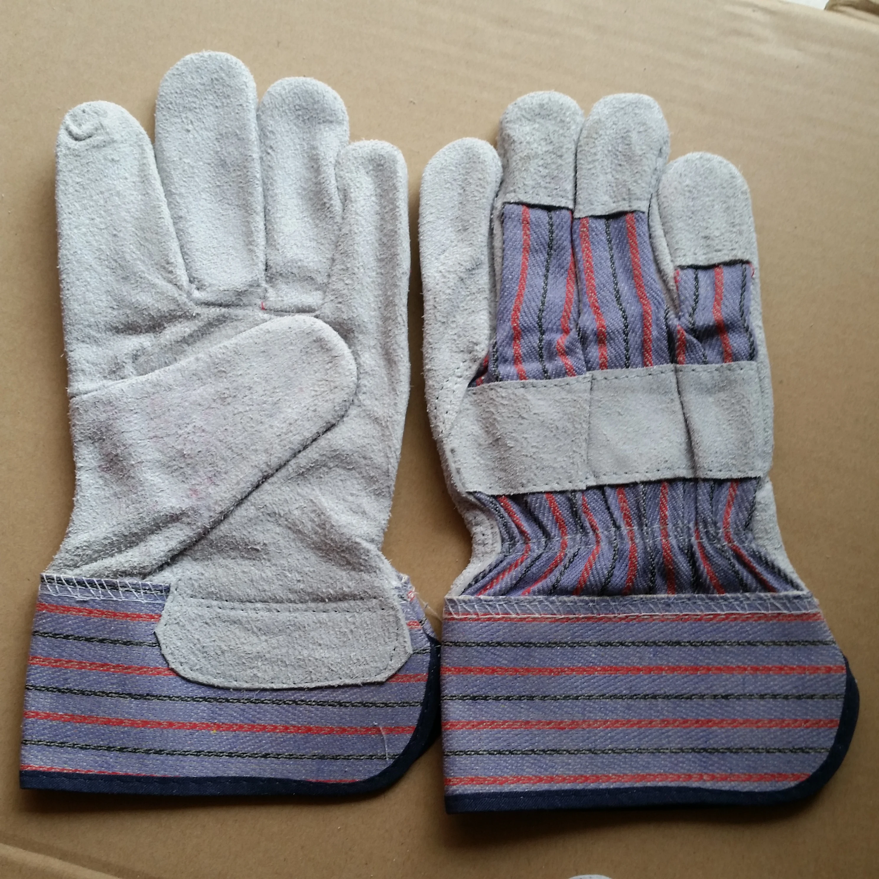 Factory price full palm half hand safety  garden working splicing  split  cowhide leather gloves work mechanics