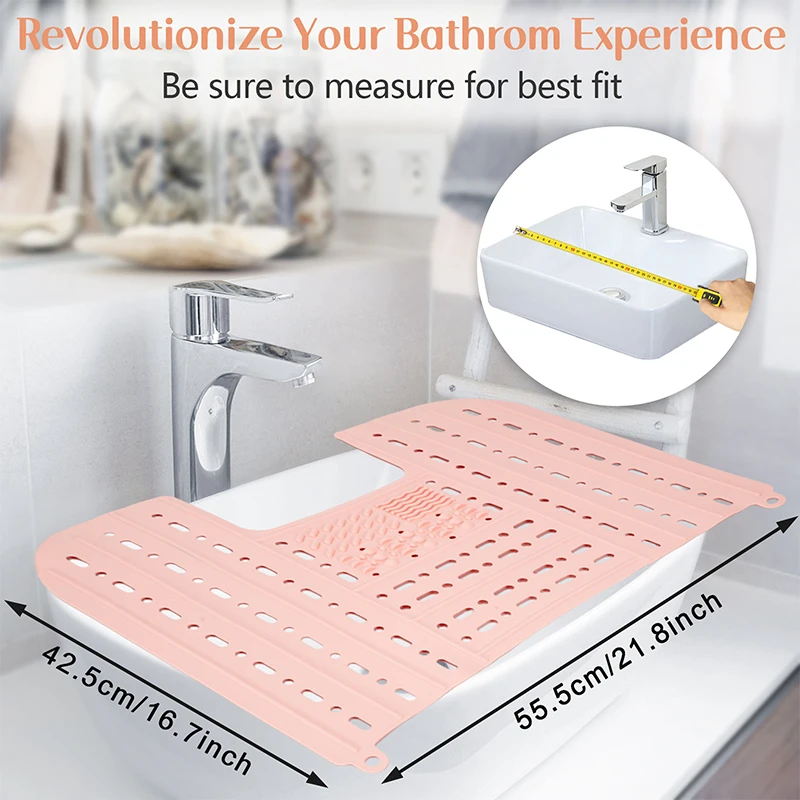 Counter Space Sink Toppers Waterproof Silicone Sink Topper Makeup Mats Bathroom Space Saver Foldable Sink Cover Makeup Mat