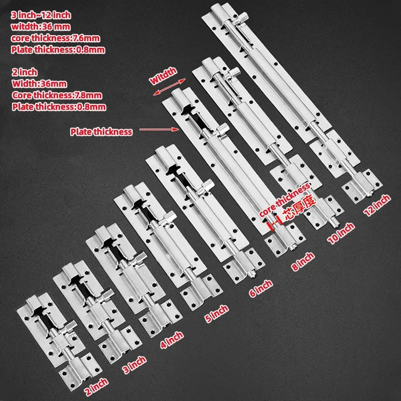 Stainless Steel Security bolt lock with left & right direction sliding latch