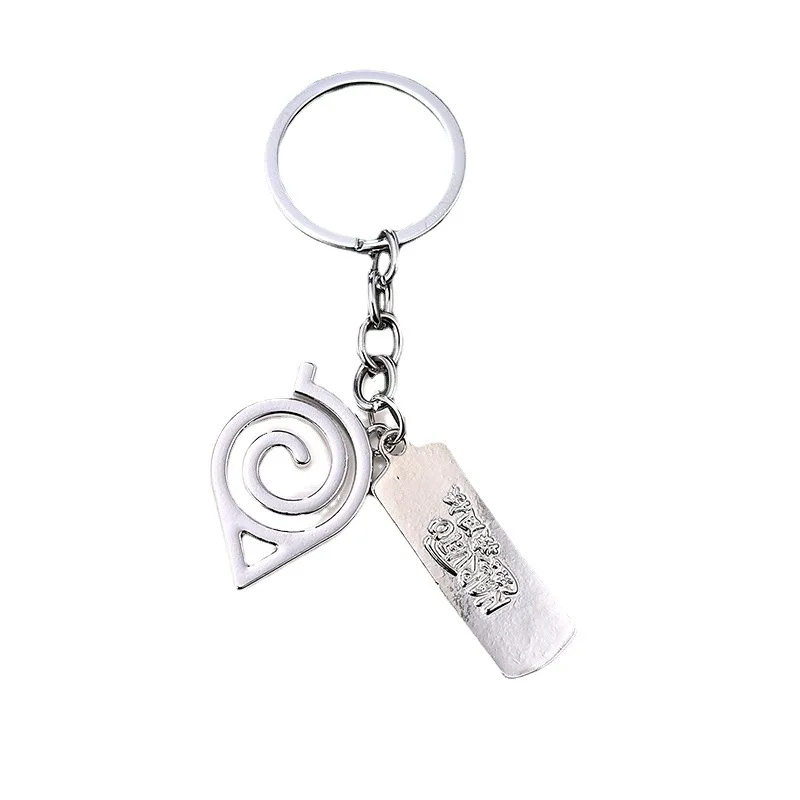 
Konoha Ninja Pattern Cartoon Personalized Custom Logo Blank Naruto Metal Car Anime Keychain Keychains Wholesale Charms Ring 
