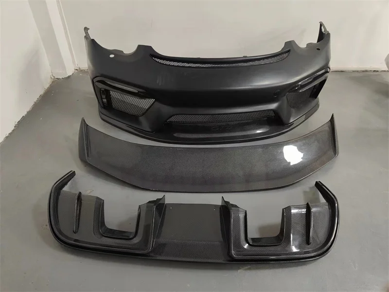 For the Porsche Cayman 987.2 upgrade A style semi carbon fiber front bumper rear diffuser rear spoiler body kit