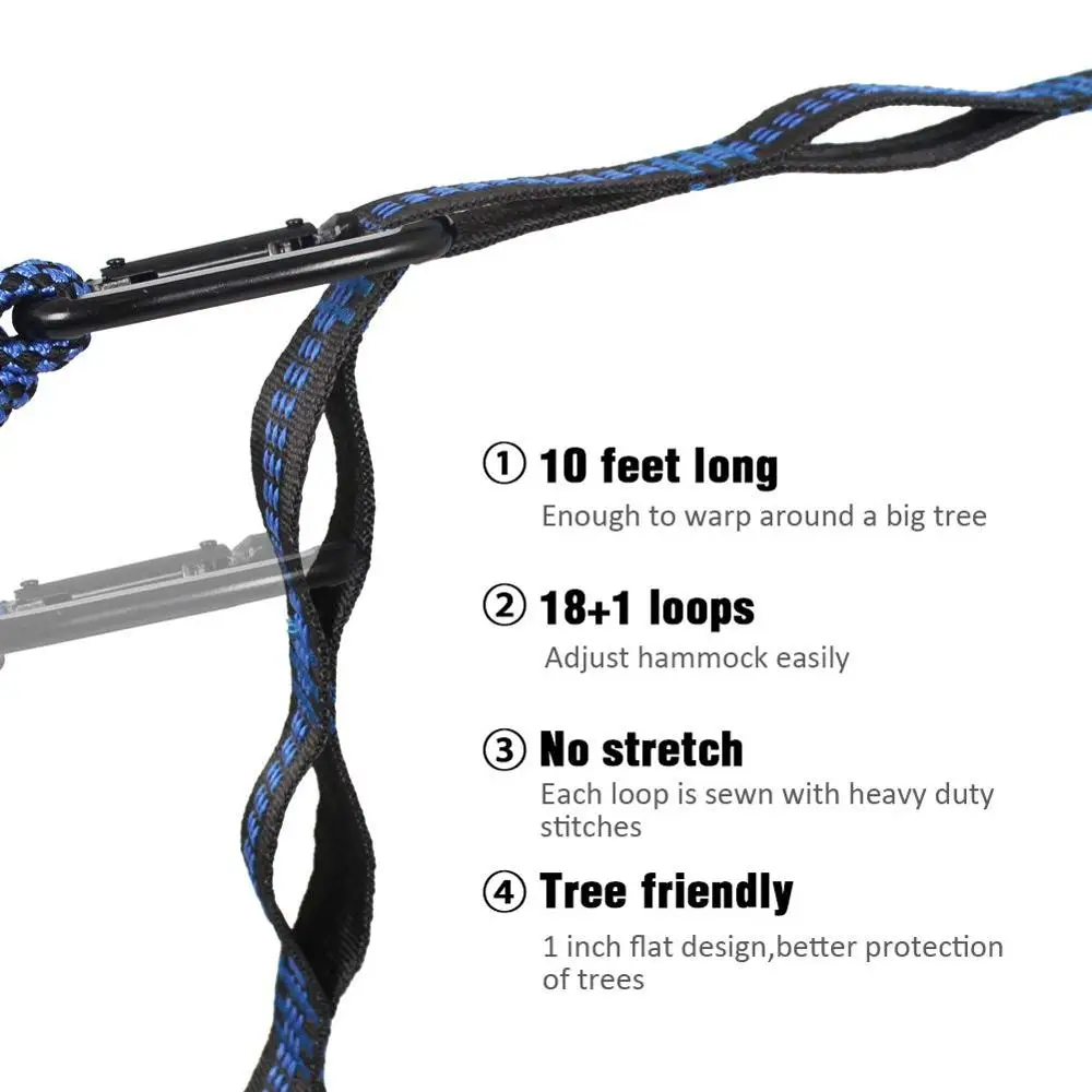 Portable Indoor Outdoor Camping Hammock with 2 Hanging Straps/Lightweight Nylon Parachute Hammocks for Backpacking