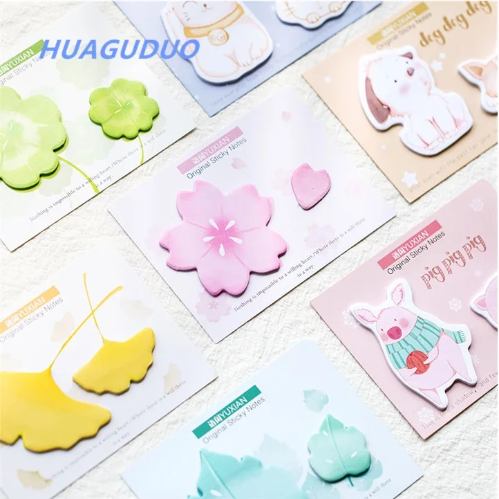 school stationery kids eco office supplies paper cube memo pad flower shaped creative bookmark sticky notes