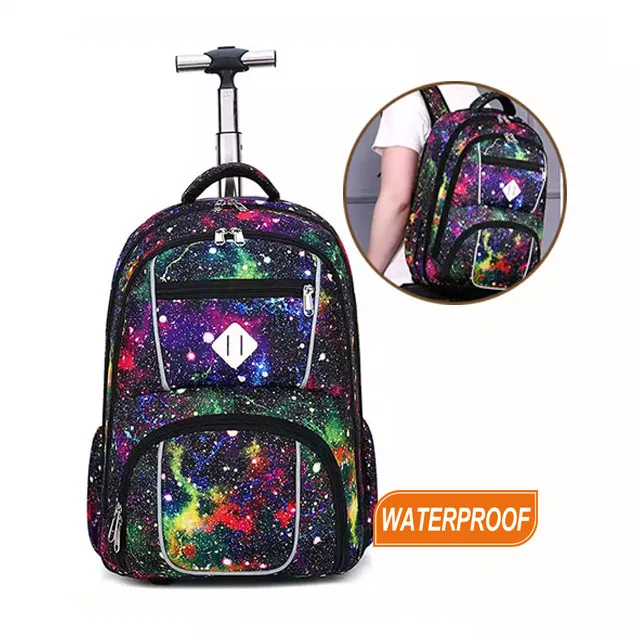 Hot Sell School Trolley Bag School Bag Backpack on Wheel Rolling Bag for Children with Large Capacity for Boys Girls