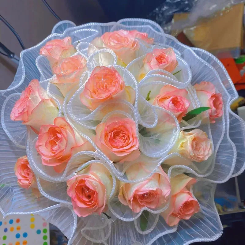 Pearl pleated wave yarn Korean flower wrapping paper material yarn spray yarn package flower mesh flower bouquet decoration