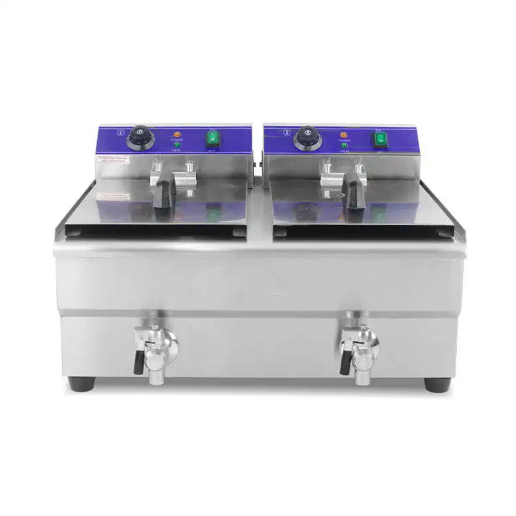 CE Certificated Stainless Steel Double 17L Tank Commercial Electric Commerical Gas Fry Tornado Potato Deep Fryer