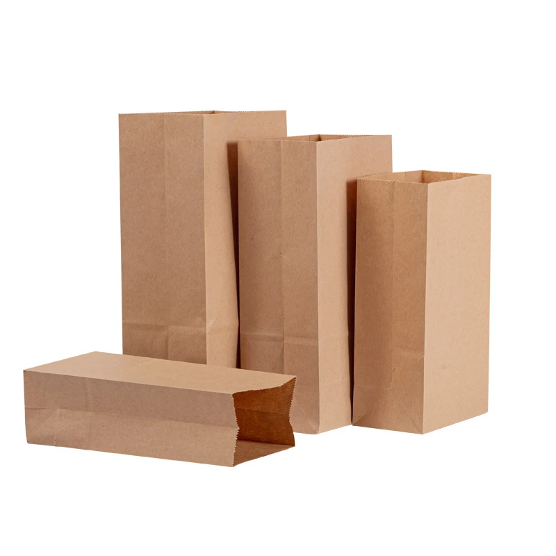 
 Квадратный коричневый бумажный пакет с масляным дном, больше пищевых мешков, пакет из крафт-бумаги, ламинирующие пакеты для упаковки на вынос, крафт оптовая продажа  