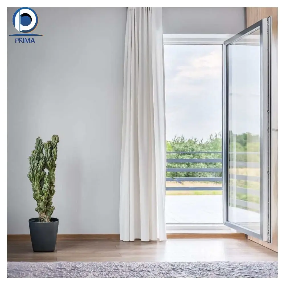 Prima Clear Visibility Exterior Double Glass Casement Entry Door UPVC Profil Manufacturers Indoor Window Frame PVC Casement Door