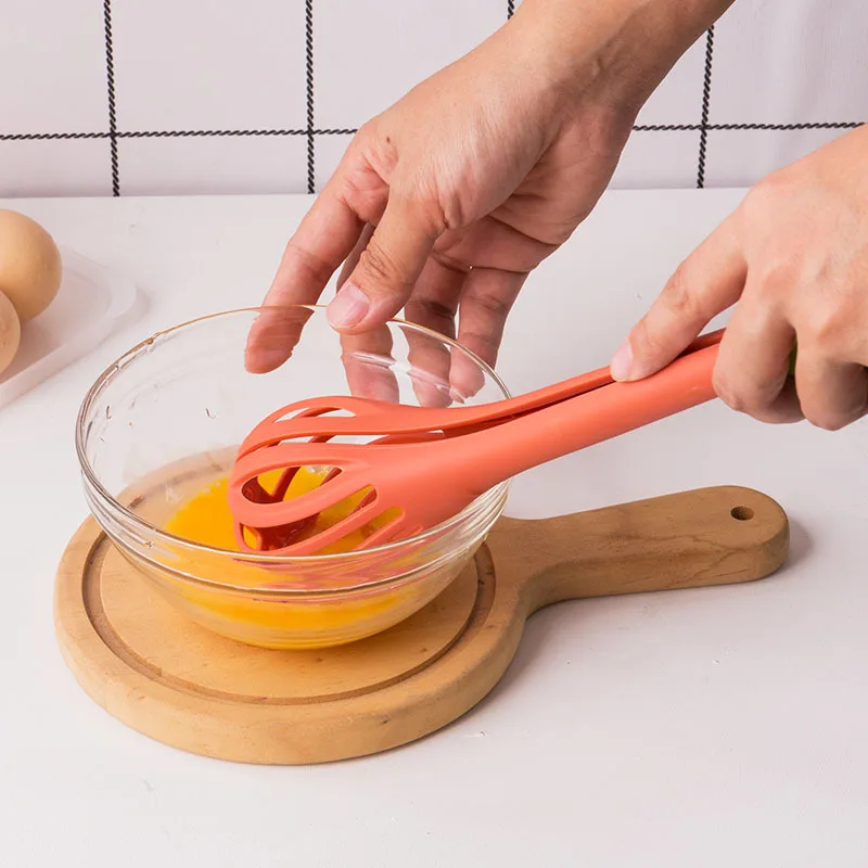 Easy use durable 2 in 1 spaghetti noodle food tongs nylon egg whisk for cream