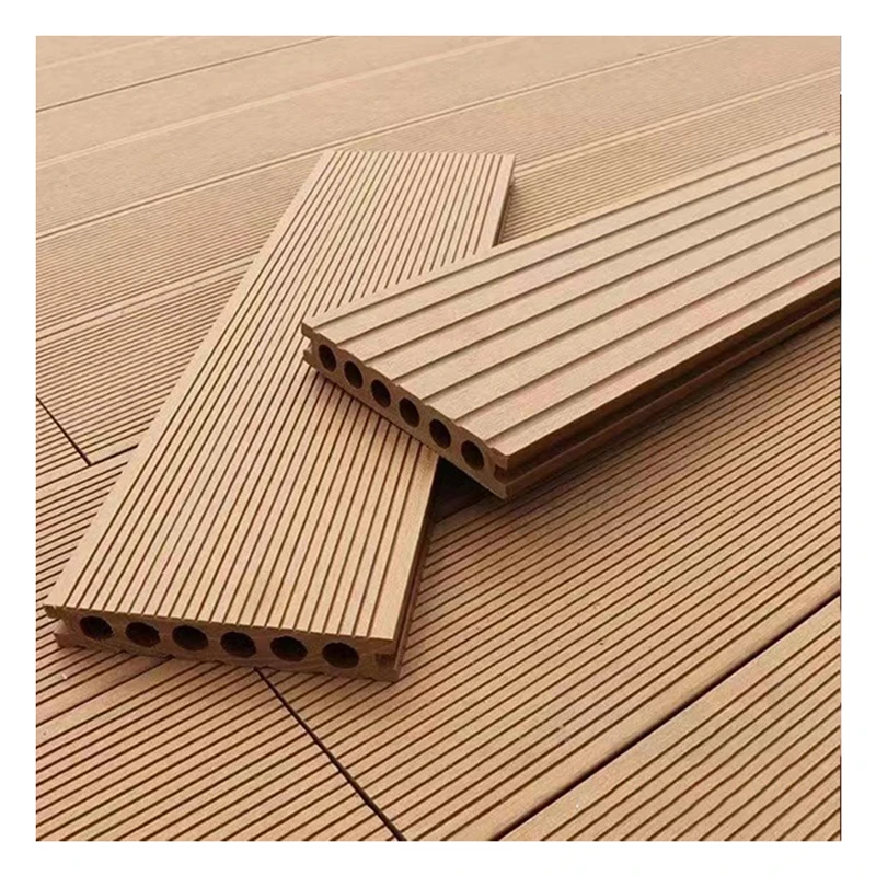 Wholesale Fluted Waterproof Fireproof WPC Decking High Quality Outdoor Vertical Round Hole Wood Plastic Decking For Leisure Area