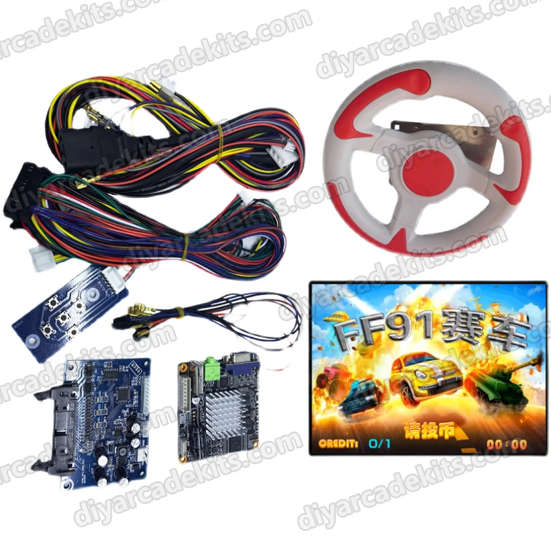 Children Arcade Simulation Car Racing Game Motherboard Amusement Game Machine Accessories FF91 Crazy Racing Kit