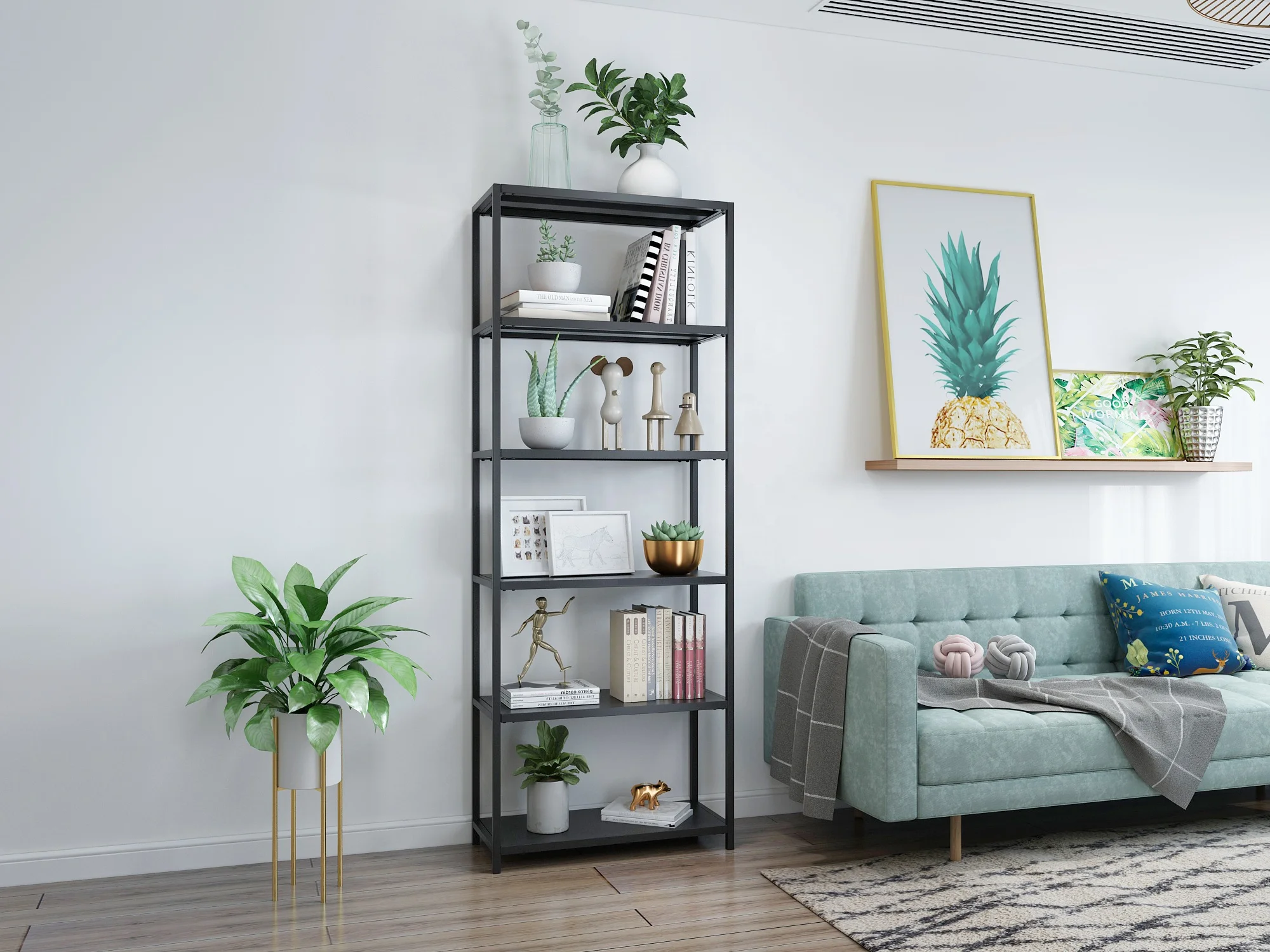 HOT New Design living room Bookshelf Metal Frame Decorative Bookshelf