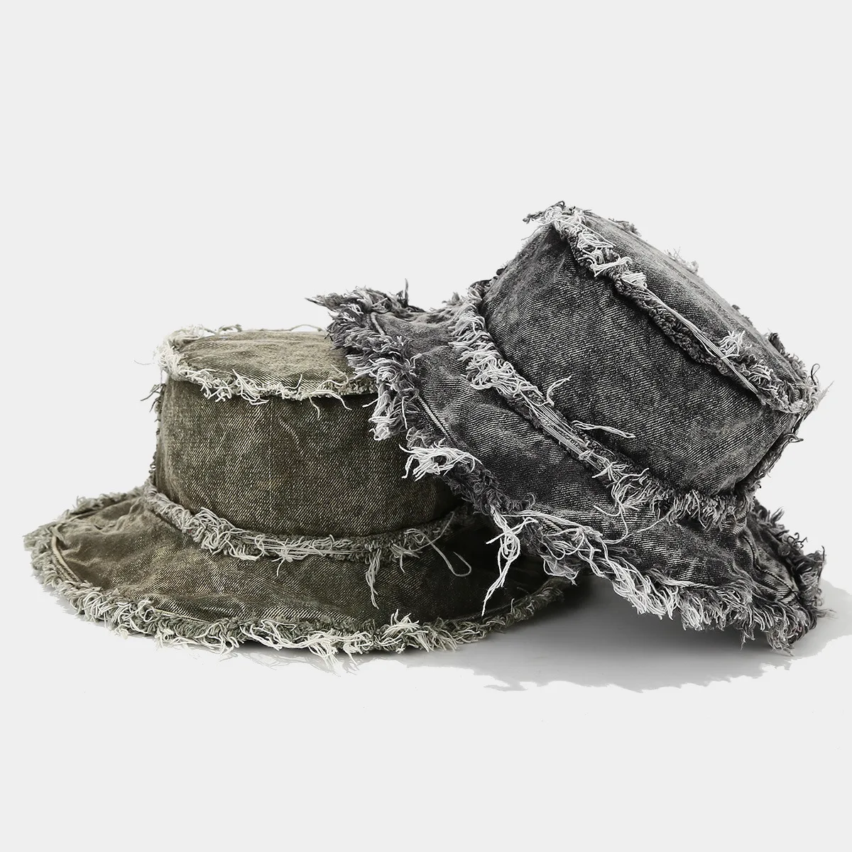 Summer outdoor Bucket Hat Sunscreen Washed Tasseled Vintage Fashion Street Hip hop Denim fisherman hat Boonie Fishing Cap