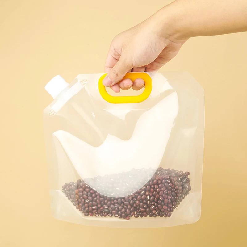 500ml 1l 2l 3l 5l  Rice corn water Bag with Handle cereals Clear Packaging Spout Pouch Grain Moisture Proof Sealed Bag
