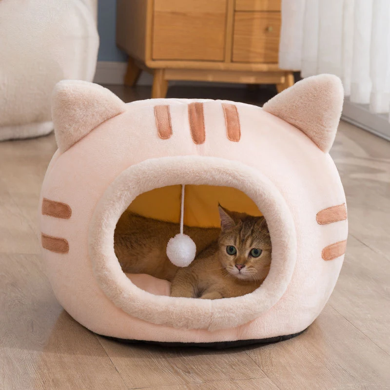 Wholesale High Quality Cute Cat Bed Warm Pet House Kitten Cave Cushion Comfort Cat House Dog Basket Tent