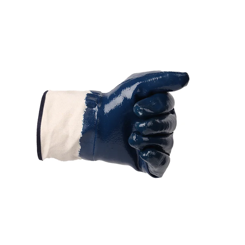 cotton glove with blue nitrile coating Safety Work oil Resistant Gloves