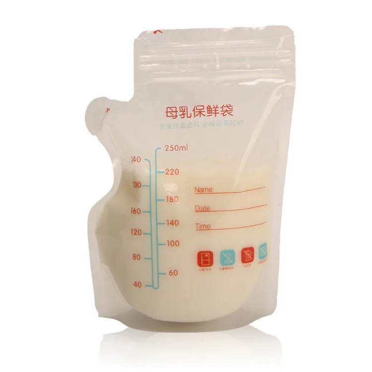 BPA Free Plastic Packaging Breast Milk Storage Bags Manufacturer 180ml 200ml 250ml Ziplock Folding Milk Storage Container
