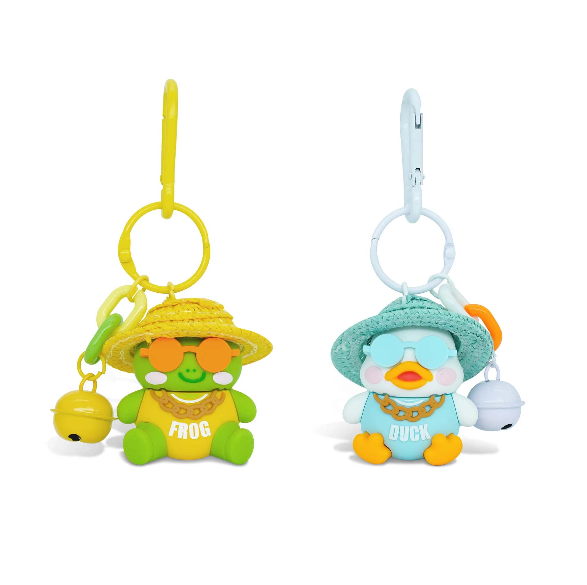 Cheap Promotional Gift Kawaii Cartoon Pendant Keychain Resin Straw Hat Animal Panda Cute 3D PVC Doll Figure Toy