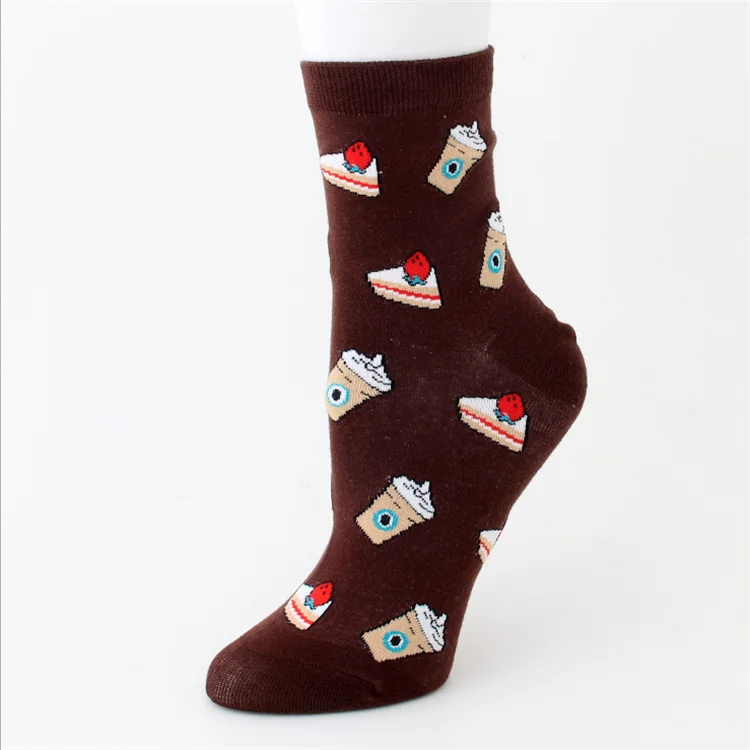 Wholesale food patter cake pizza Biscuit Beer crew cotton socks