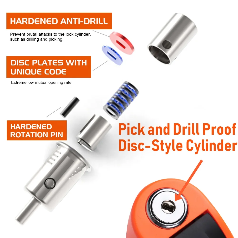 Factory Oem Motorcycle Antitheft Alarm Disc Brake Lock 120dB Anti-theft Bike Motorcycle Disc Brake Lock