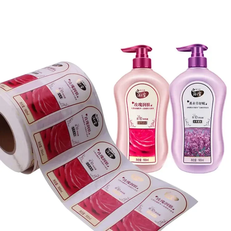 Custom Gold Foil Skincare Adhesive Stickers Waterproof Cosmetics Label for Body Cream Lotion Bottle Shampoo Printing Packaging