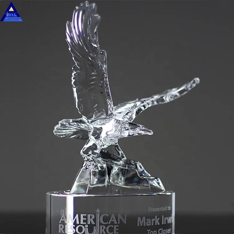 Personalized Name Engraving Logo American Crystal Flying Eagle Award Trophy Corporate Trophy Gifts Set
