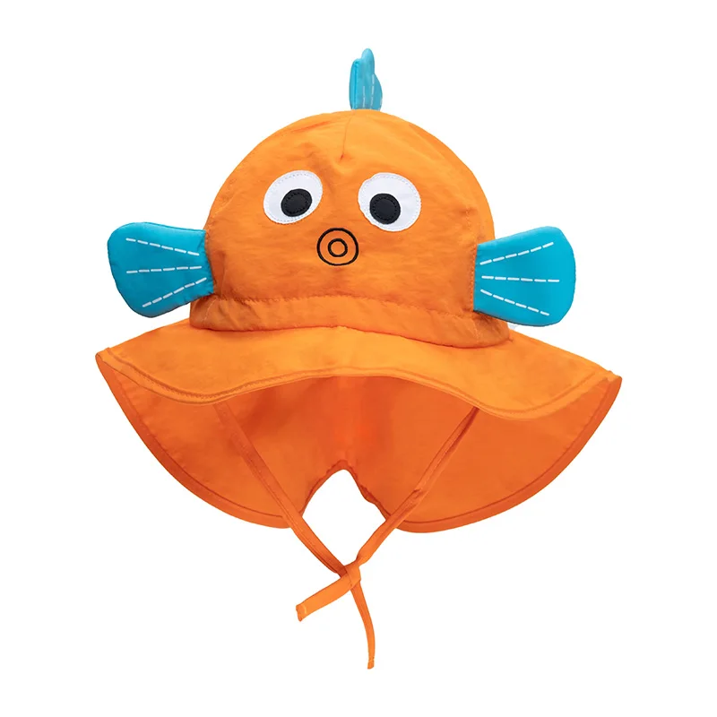 
Панама детская регулируемая с бантом, мультяшная шапочка от солнца с рыбками, пляжный аксессуар, летняя 