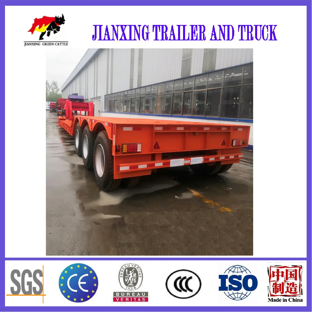 3 Axles Drop Deck Lowboy Semitrailer Low Platform For Sale Heavy Duty Excavator Trailer Transport