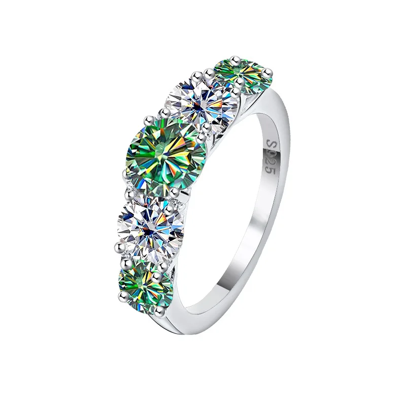 9 Fine Jewelry 3.6Ct D Moissanite Ring Temperament Luxury S925 Sterling Silver Five Stone High Carbon Diamond Ring For Women