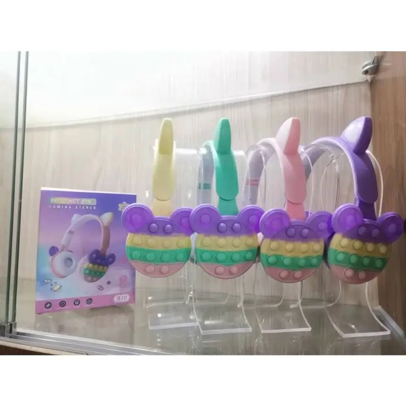 Latest B30 Stress Relief Fidget Toy Wireless Earbuds Push It Bubble Cute Cat Ear Wireless Earphone LED Car Ear Headphones