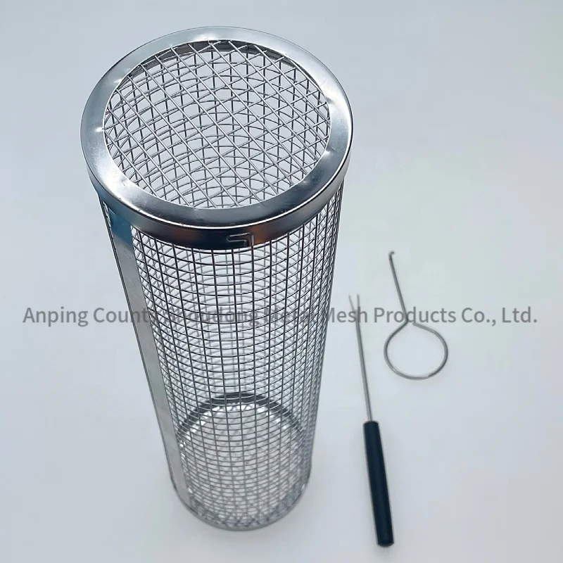 Durable stainless steel rolling vegetable barbecue basket camping picnic party outdoor barbecue cage
