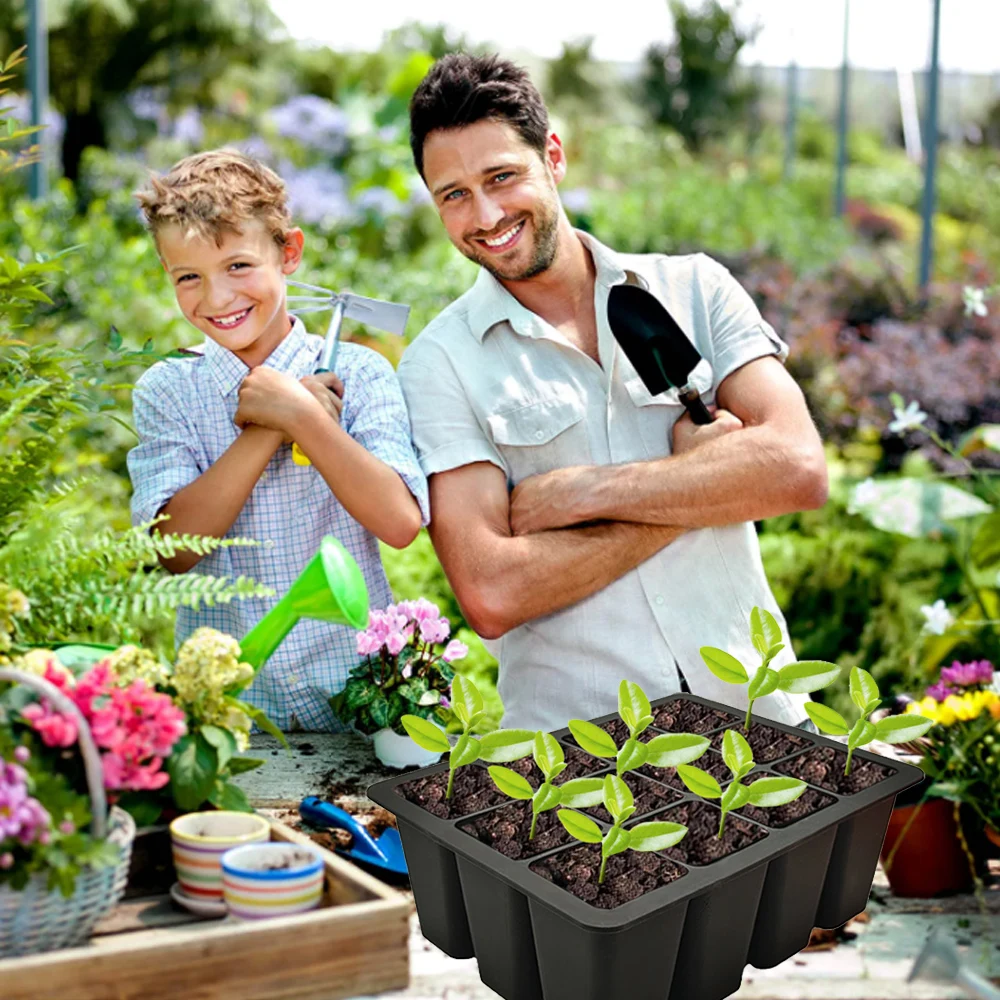 12 Cells Reusable Silicone Agricultural Vegetables Plant Seeding Growing Starter Nursery Kit Trays Planting